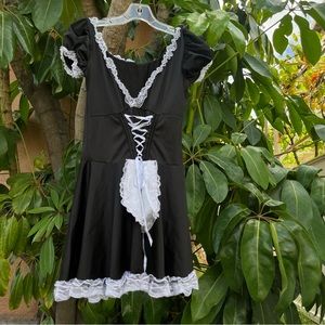 Coquette French maid costume mini dress with a lace up detailing!